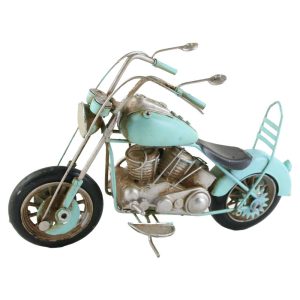 Motocicleta decorativa retro din metal 24×16 CM (Albastru)