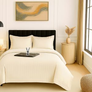 Lenjerie pat damasc policoton   (ALB-IVOIRE)