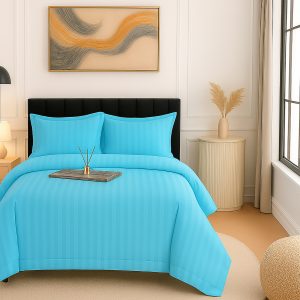 Lenjerie pat damasc policoton   (ALBASTRU)