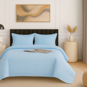 Lenjerie pat damasc policoton   (BLEU)