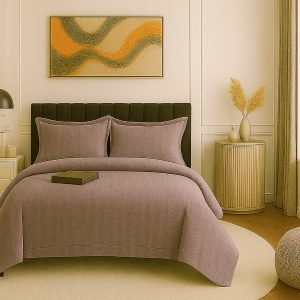 Lenjerie pat damasc policoton   (GRI-CAPUCCINO)