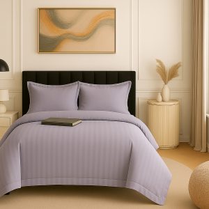 Lenjerie pat damasc policoton   (MOV-GRI)