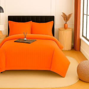 Lenjerie pat damasc policoton   (PORTOCALIU)