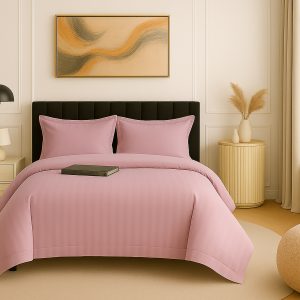 Lenjerie pat damasc policoton   (ROZ-MOV)