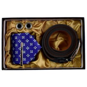 Set cadou 4 piese pentru barbati – Cravata/Curea/Butoni manseta (Model 2)