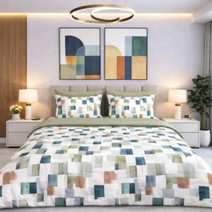 Lenjerie de pat Cotton Pro 100% bumbac – imprimare digitală (Sage Rhythm)