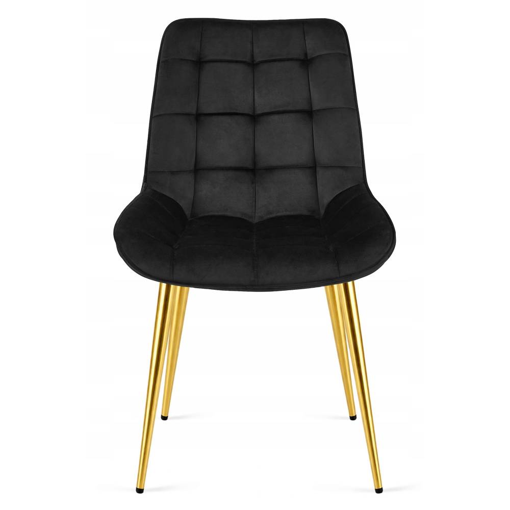 Scaun Bucatarie/Dining Joy Negru Catifea, Picioare Metalice, Finisaj Auriu - imagine 7