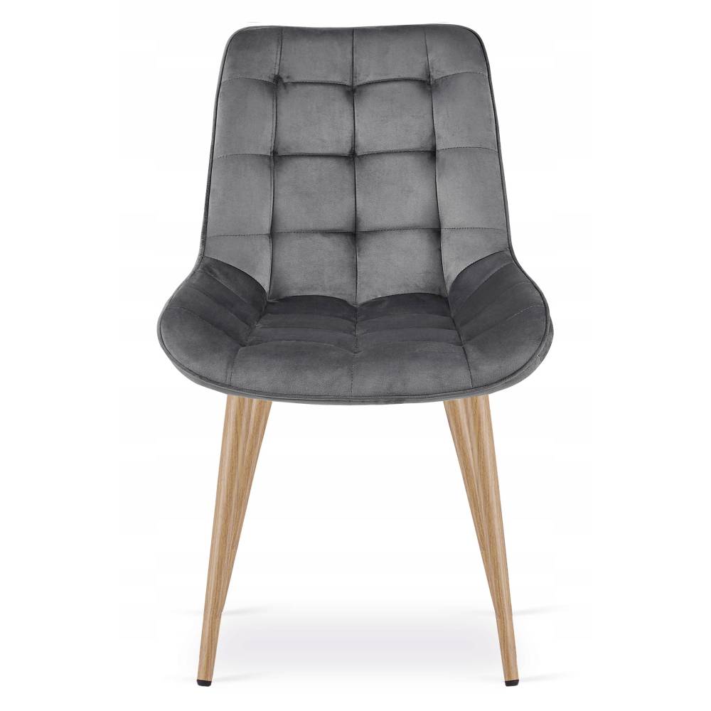 Scaun Bucatarie/Dining Joy Gri Inchis Catifea,Picioare Metalice, Finisaj Lemn - imagine 2