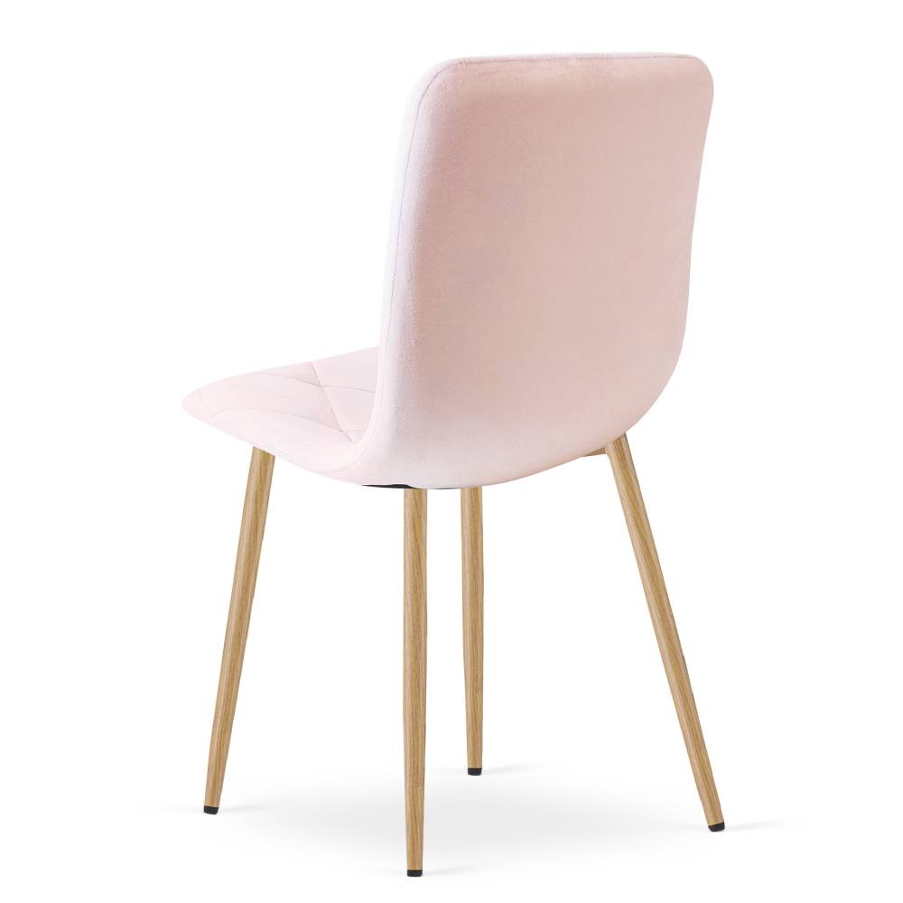 Scaun Bucatarie/Dining Fido Catifea Roz Deschis Picioare Metalice Finisaj Lemn - imagine 6