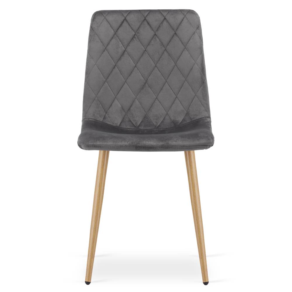 Scaun Bucatarie/Dining Clay Catifea Gri Inchis Picioare Metalice Finisaj Lemn - imagine 2