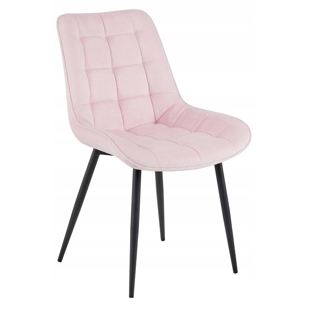 Scaun Bucatarie/Dining Joy Roz Deschis Catifea,Picioare Metalice, Finisaj Negru