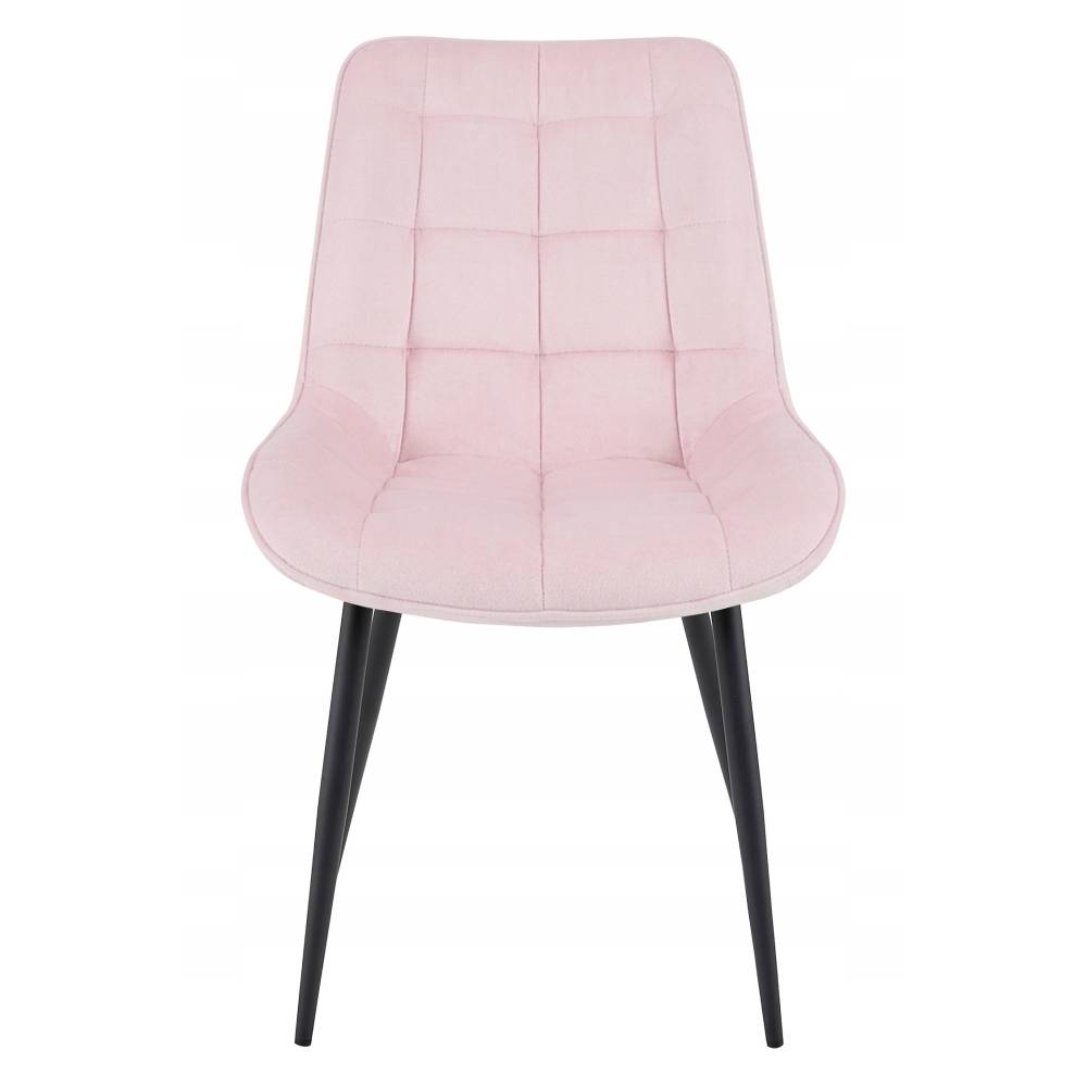 Scaun Bucatarie/Dining Joy Roz Deschis Catifea,Picioare Metalice, Finisaj Negru - imagine 2
