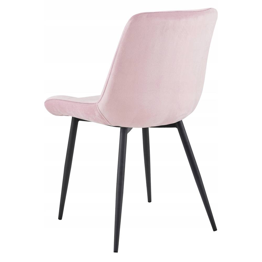 Scaun Bucatarie/Dining Joy Roz Deschis Catifea,Picioare Metalice, Finisaj Negru - imagine 4