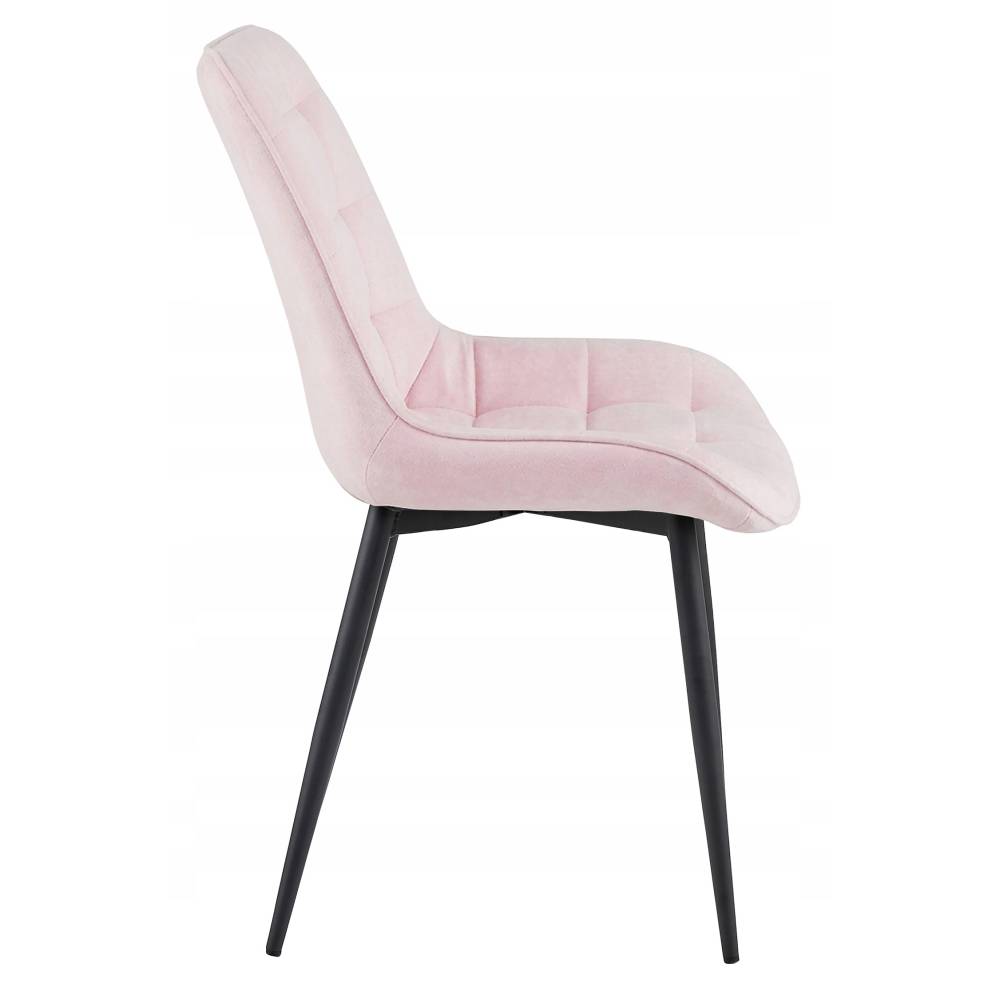 Scaun Bucatarie/Dining Joy Roz Deschis Catifea,Picioare Metalice, Finisaj Negru - imagine 6