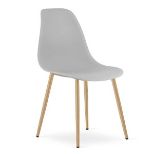 Scaun Bucatarie/Dining Velo Plus Gri Deschis Picioare Metalice Finisaj Lemn