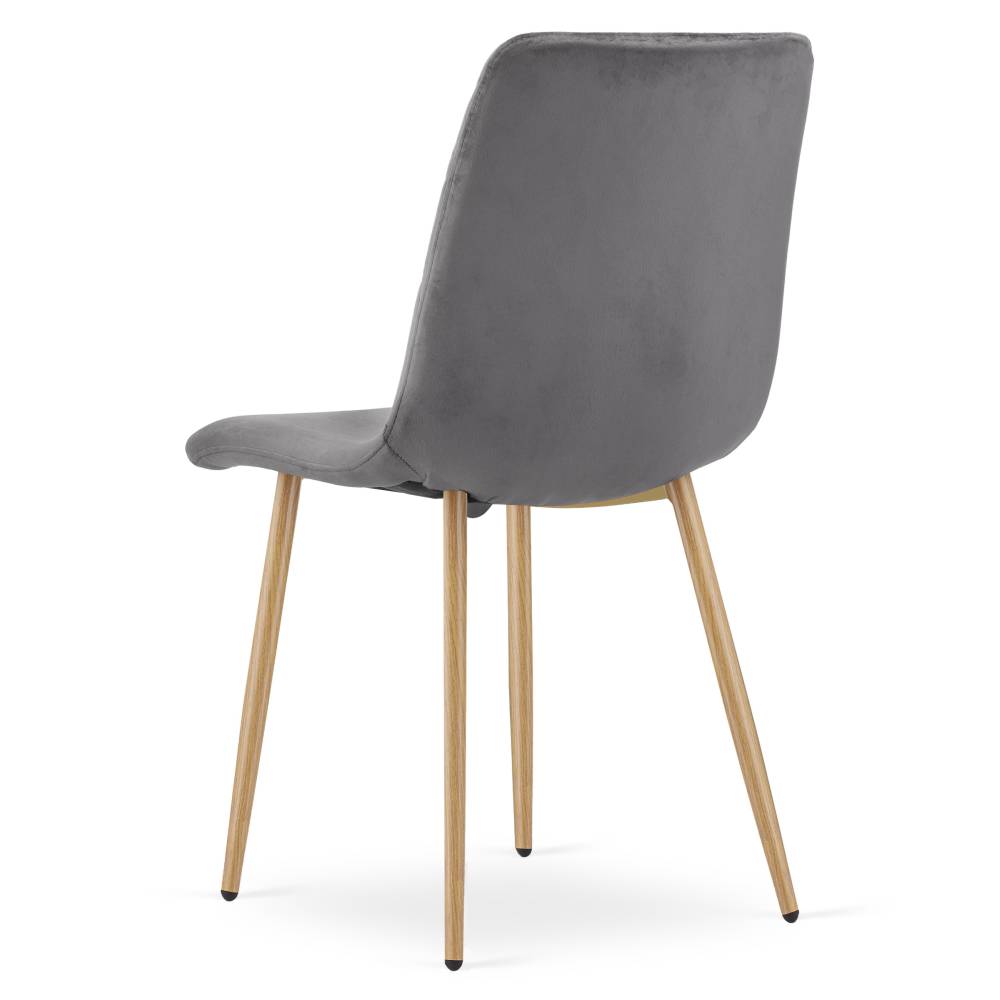 Scaun Bucatarie/Dining Clay Catifea Gri Inchis Picioare Metalice Finisaj Lemn - imagine 5