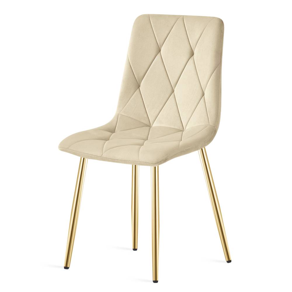 Scaun Bucatarie/Dining Fido Bej Catifea Picioare Aurii - imagine 3