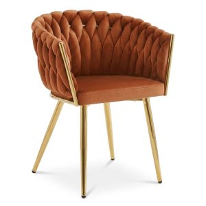 Scaun Dining Tip Fololiu Mira Catifea Porotocaliu, Picioare Aurii