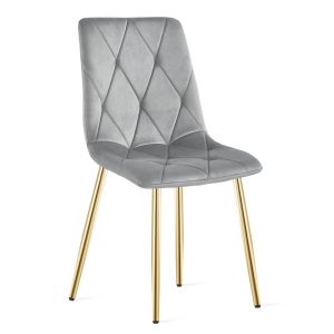 Scaun Bucatarie/Dining Fido Gri Deschis Catifea Picioare Aurii