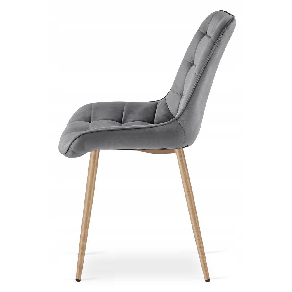 Scaun Bucatarie/Dining Joy Gri Inchis Catifea,Picioare Metalice, Finisaj Lemn - imagine 4