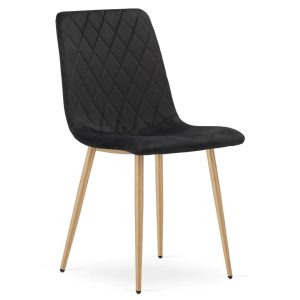 Scaun Bucatarie/Dining Clay Negru Catifea Picioare Metalice Finisaj Lemn