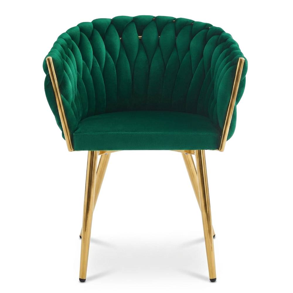 Scaun Dining Tip Fololiu Mira Catifea Verde, Picioare Aurii - imagine 2