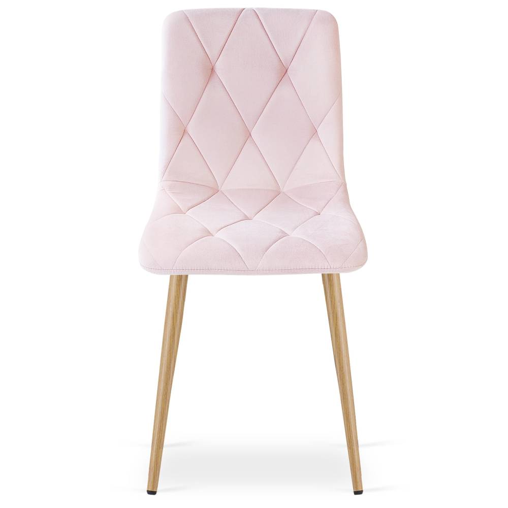 Scaun Bucatarie/Dining Fido Catifea Roz Deschis Picioare Metalice Finisaj Lemn - imagine 4