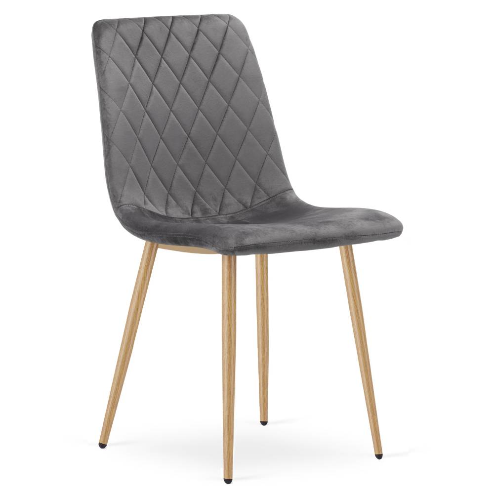 Scaun Bucatarie/Dining Clay Catifea Gri Inchis Picioare Metalice Finisaj Lemn