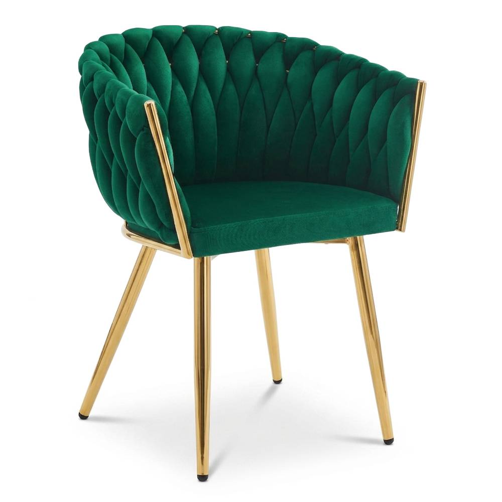 Scaun Dining Tip Fololiu Mira Catifea Verde, Picioare Aurii
