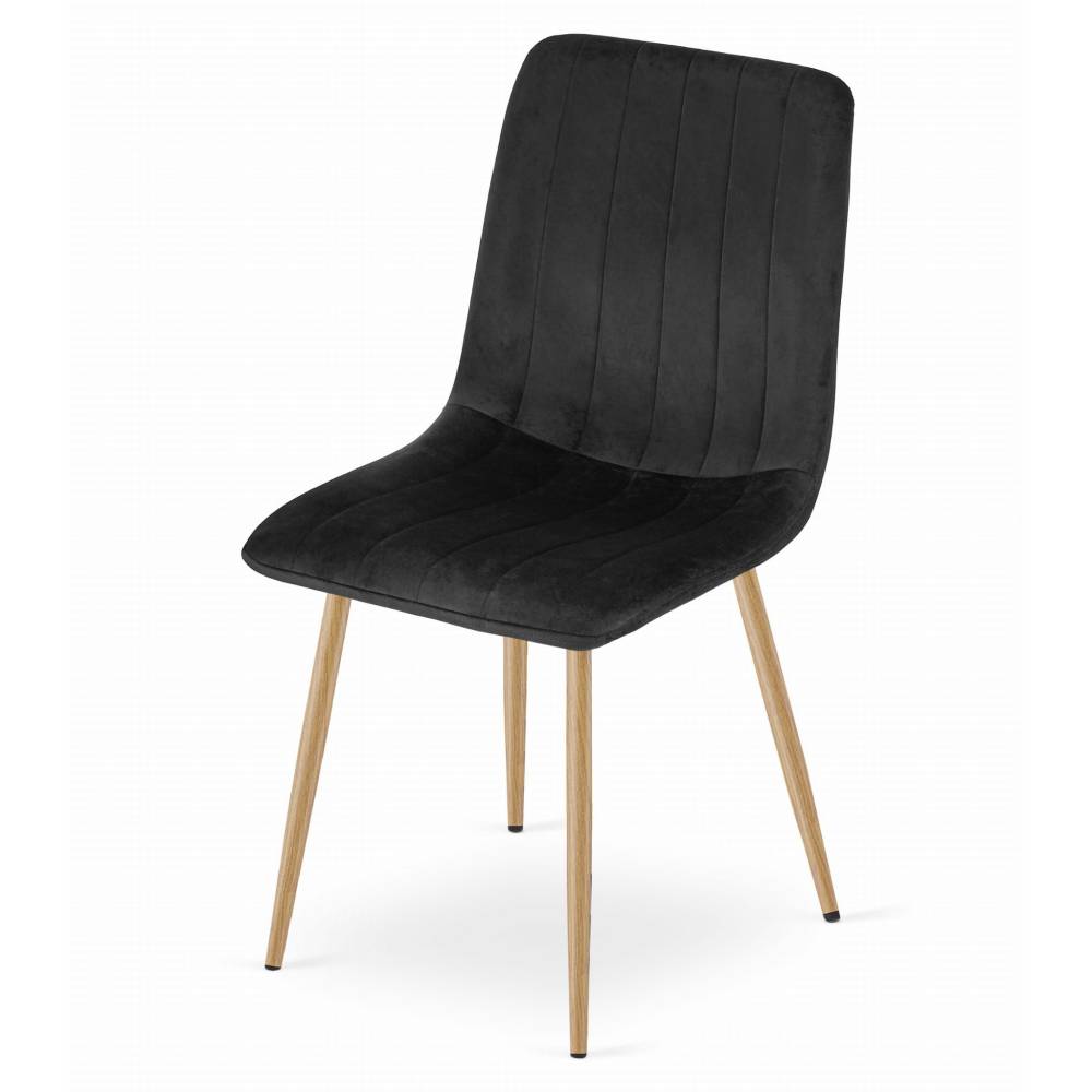 Scaun Bucatarie/Dining Gabe Picioare Finisaj Lemn Catifea Neagra - imagine 4