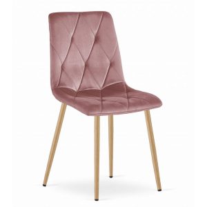 Scaun Bucatarie/Dining Fido Picioare Finisaj Lemn, Catifea Roz