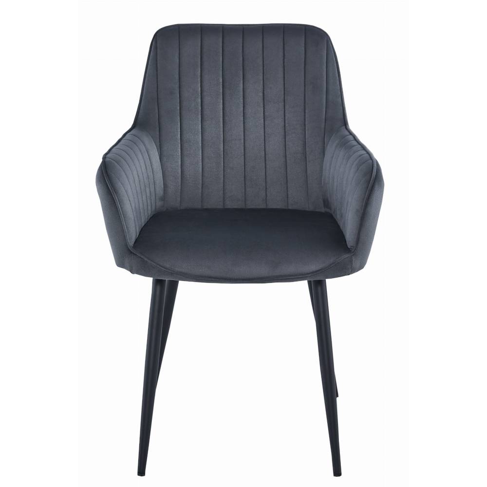 Scaun Bucatarie/Dining Sorenna Catifea Gri Inchis - imagine 2