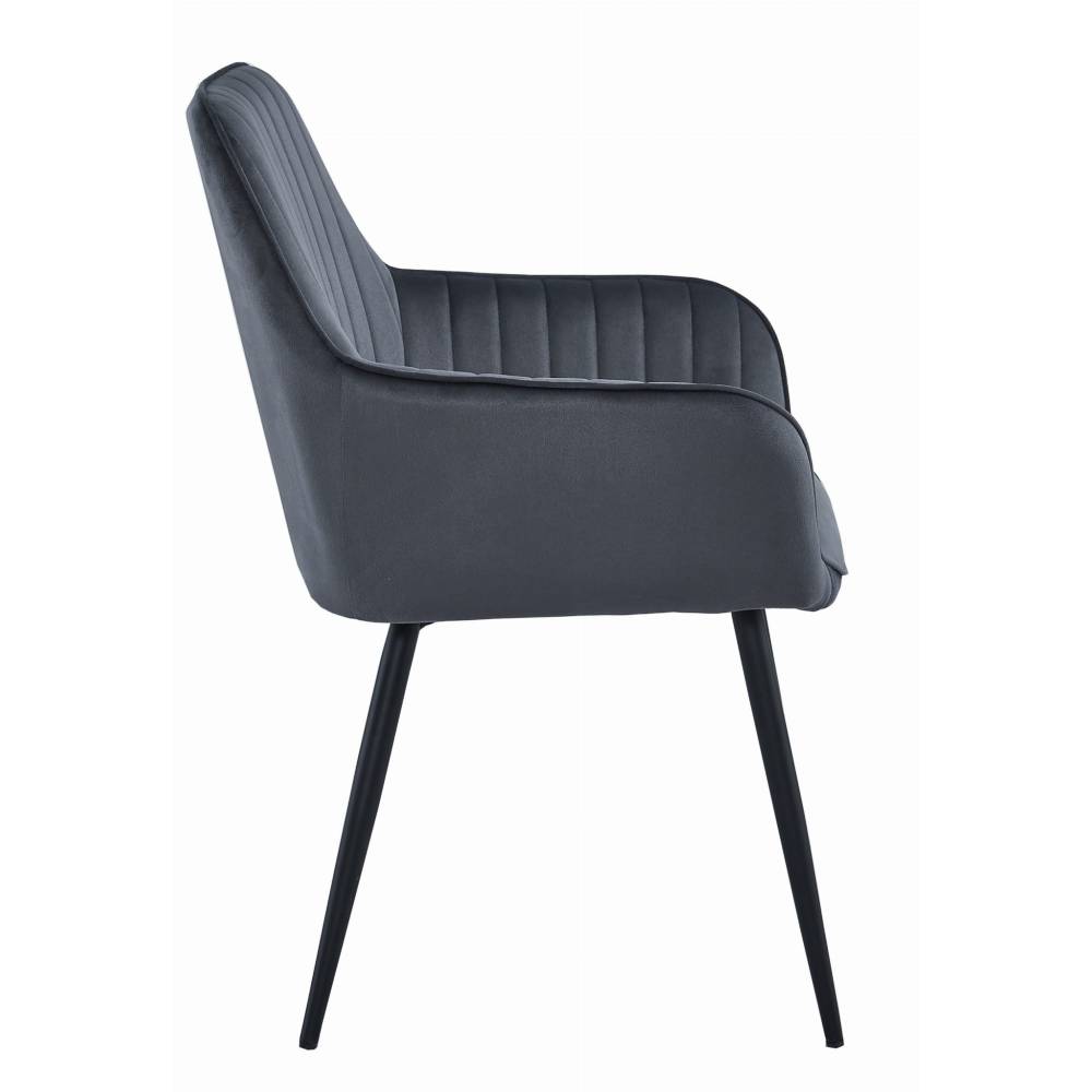 Scaun Bucatarie/Dining Sorenna Catifea Gri Inchis - imagine 3