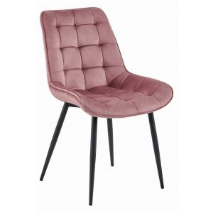 Scaun Bucatarie/Dining Joy Roz Catifea, Picioare Metalice, Finisaj Negru