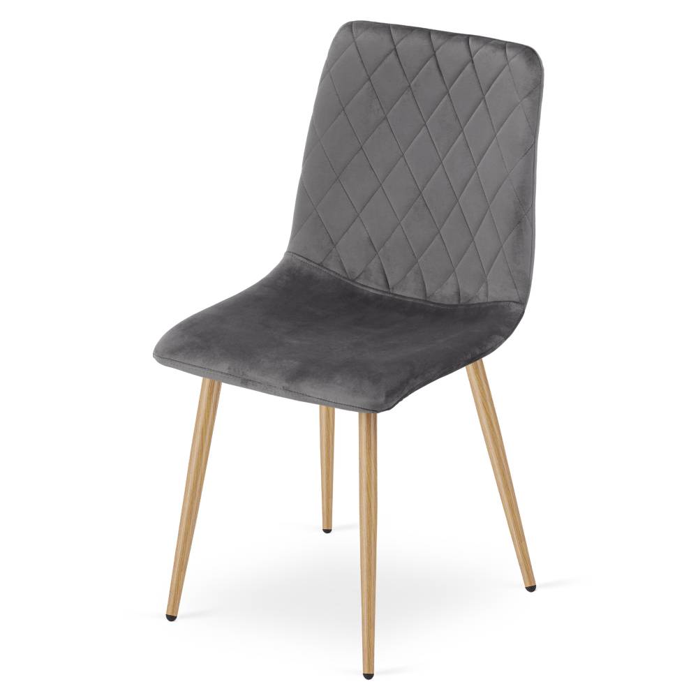 Scaun Bucatarie/Dining Clay Catifea Gri Inchis Picioare Metalice Finisaj Lemn - imagine 3