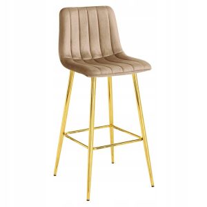 Scaun Bar Zargo Catifea Neagra, Picioare Aurii