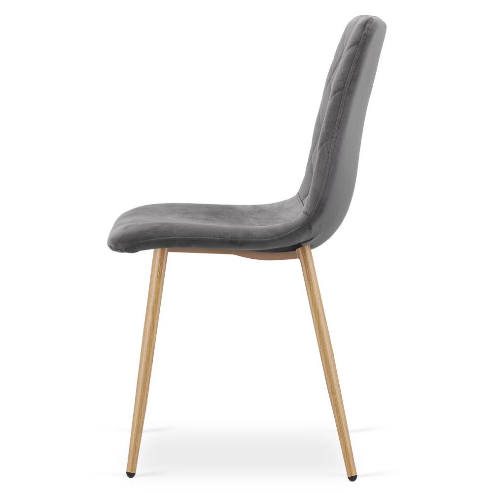 Scaun Bucatarie/Dining Clay Catifea Gri Inchis Picioare Metalice Finisaj Lemn - imagine 4