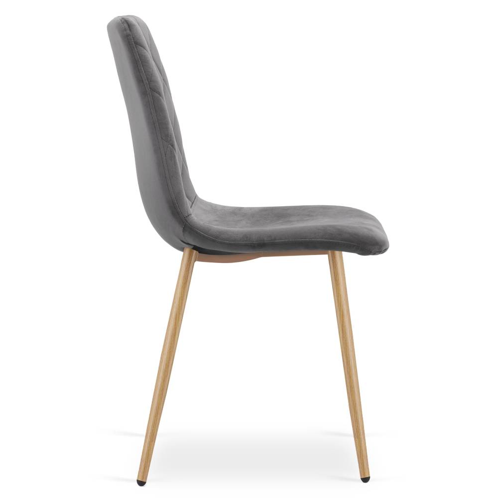 Scaun Bucatarie/Dining Clay Catifea Gri Inchis Picioare Metalice Finisaj Lemn - imagine 6