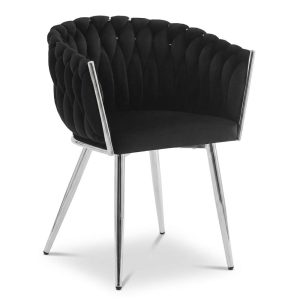 Scaun Dining Tip Fololiu Mira Catifea Negru, Picioare Crom