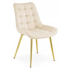 Scaun Bucatarie/Dining Joy Bej Catifea, Picioare Metalice, Finisaj Auriu