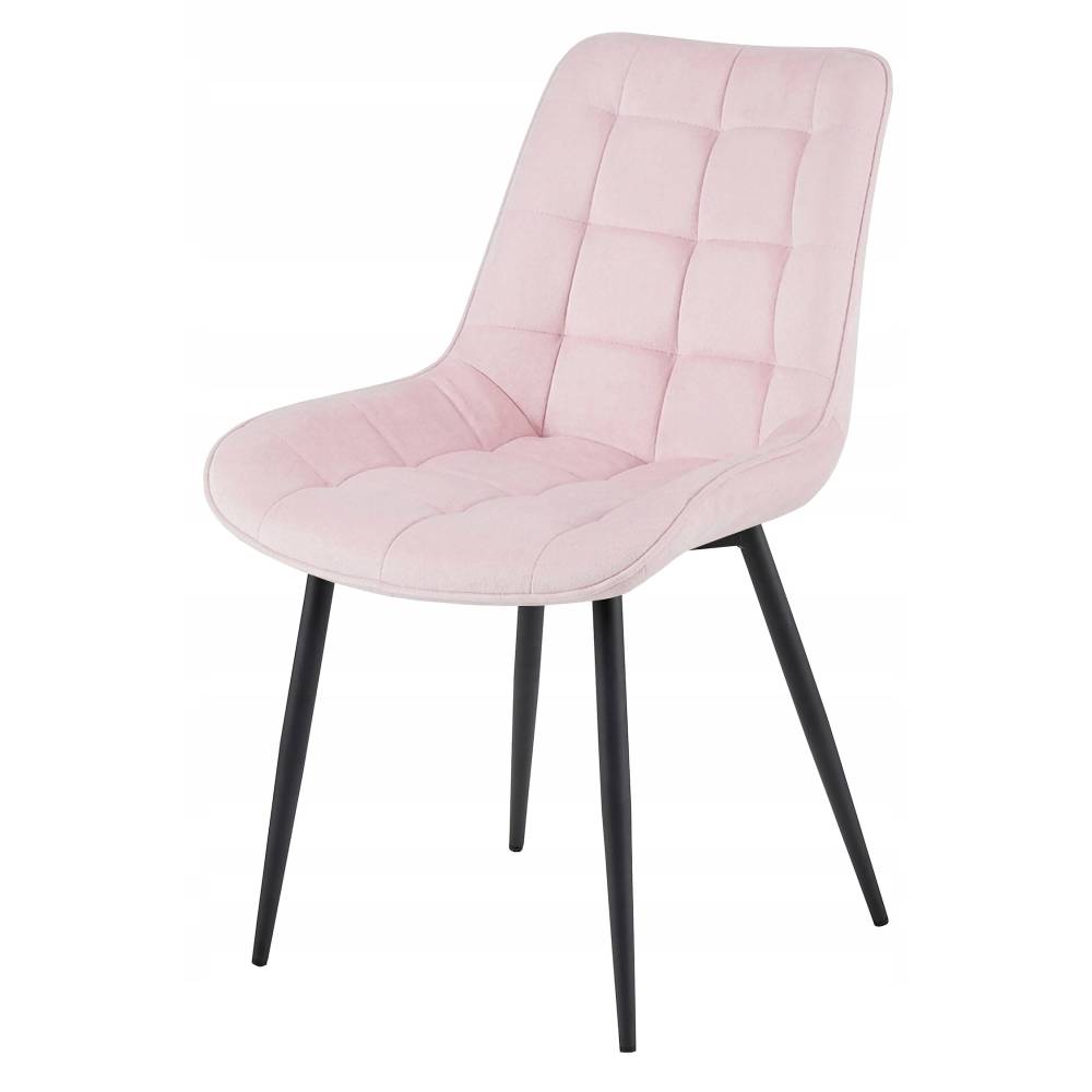 Scaun Bucatarie/Dining Joy Roz Deschis Catifea,Picioare Metalice, Finisaj Negru - imagine 3