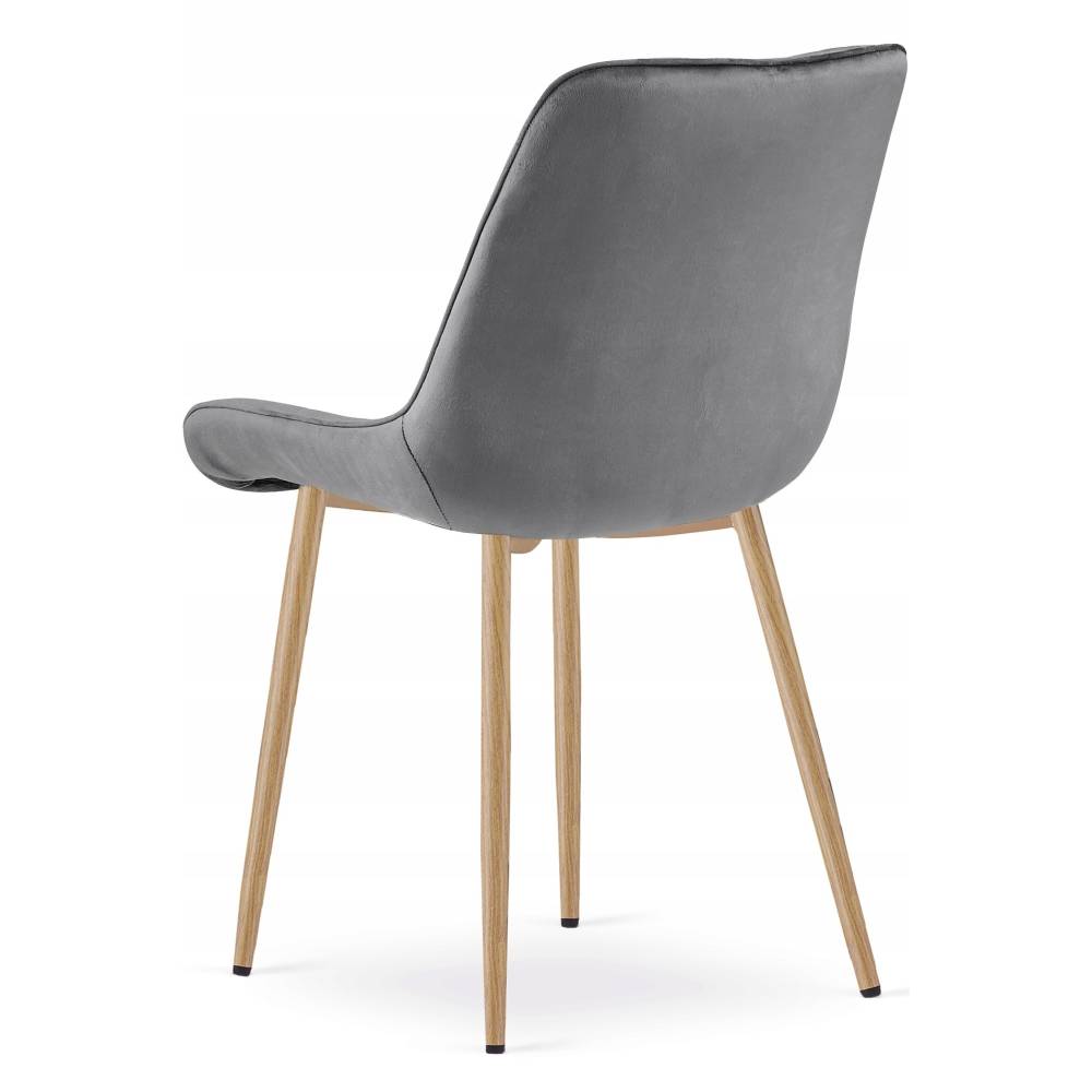 Scaun Bucatarie/Dining Joy Gri Inchis Catifea,Picioare Metalice, Finisaj Lemn - imagine 5
