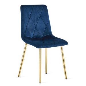 Scaun Bucatarie/Dining Fido Albastru Catifea Picioare Aurii