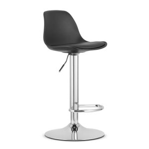 Scaun Bar Horan Piele Ecologica Negru, Baza Cromata