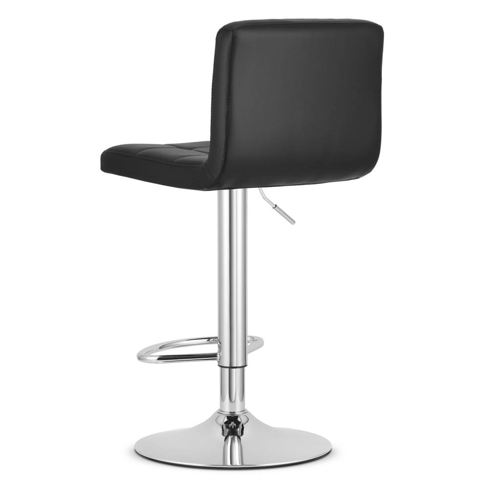 Scaun Bar Pramas Piele Ecologica Negru, Baza Cromata - imagine 4