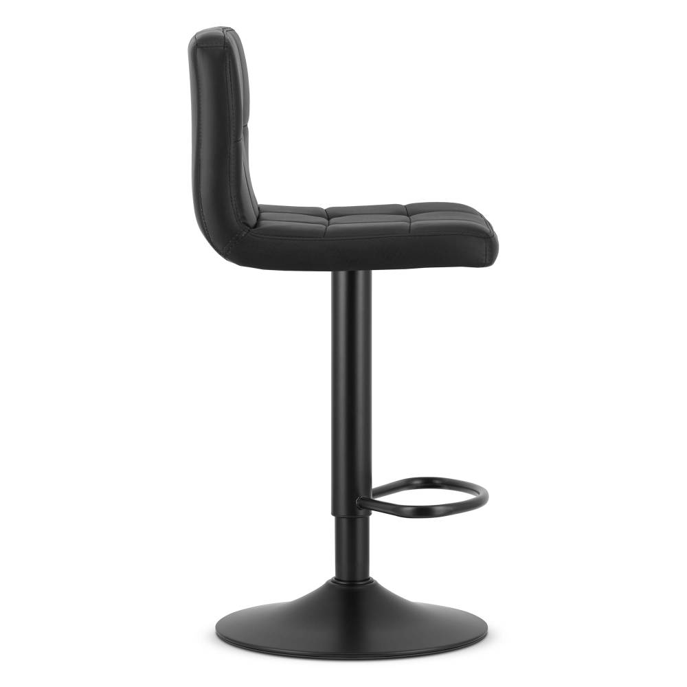 Scaun Bar Pramas Piele Ecologica Negru, Baza Neagra - imagine 3