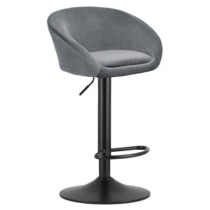 Scaun Bar Elitte Catifea Gri, Baza Neagra