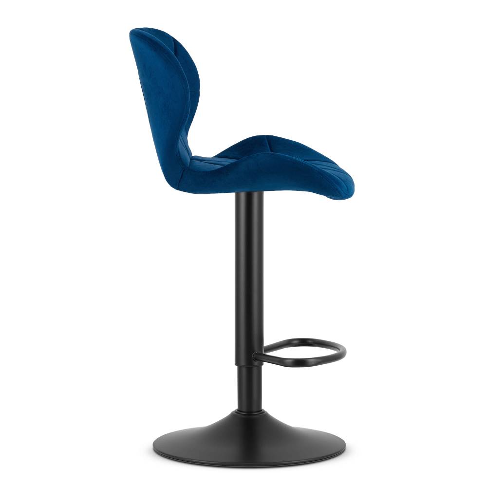 Scaun Bar Kross Catifea Albastru, Baza Neagra - imagine 3