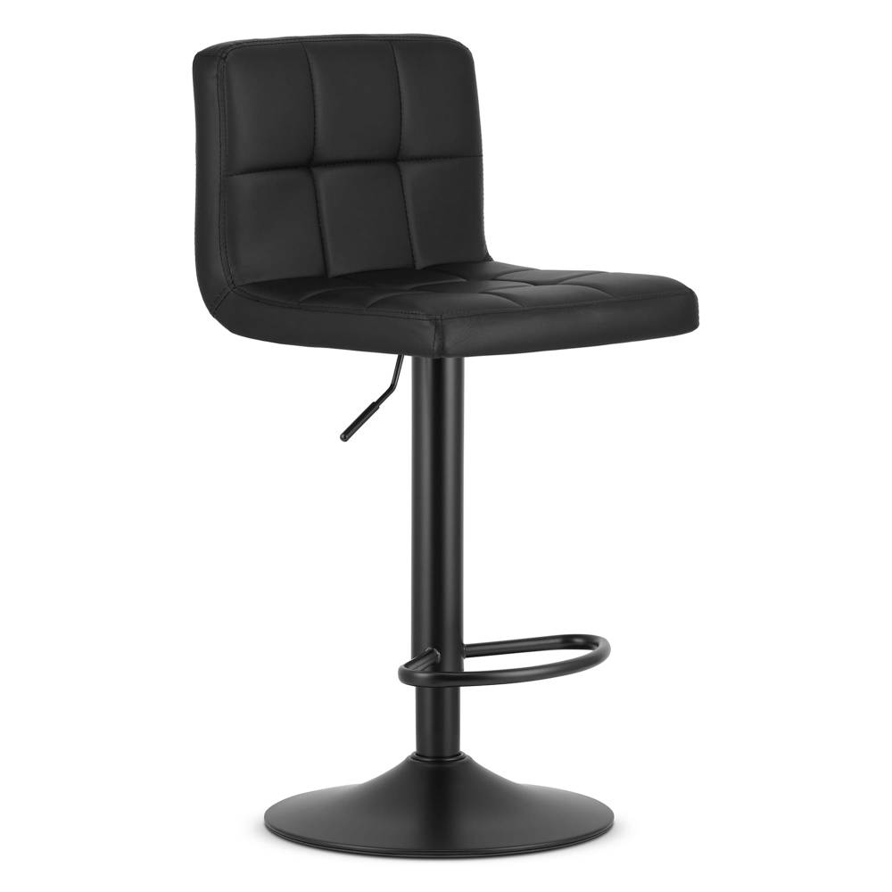 Scaun Bar Pramas Piele Ecologica Negru, Baza Neagra