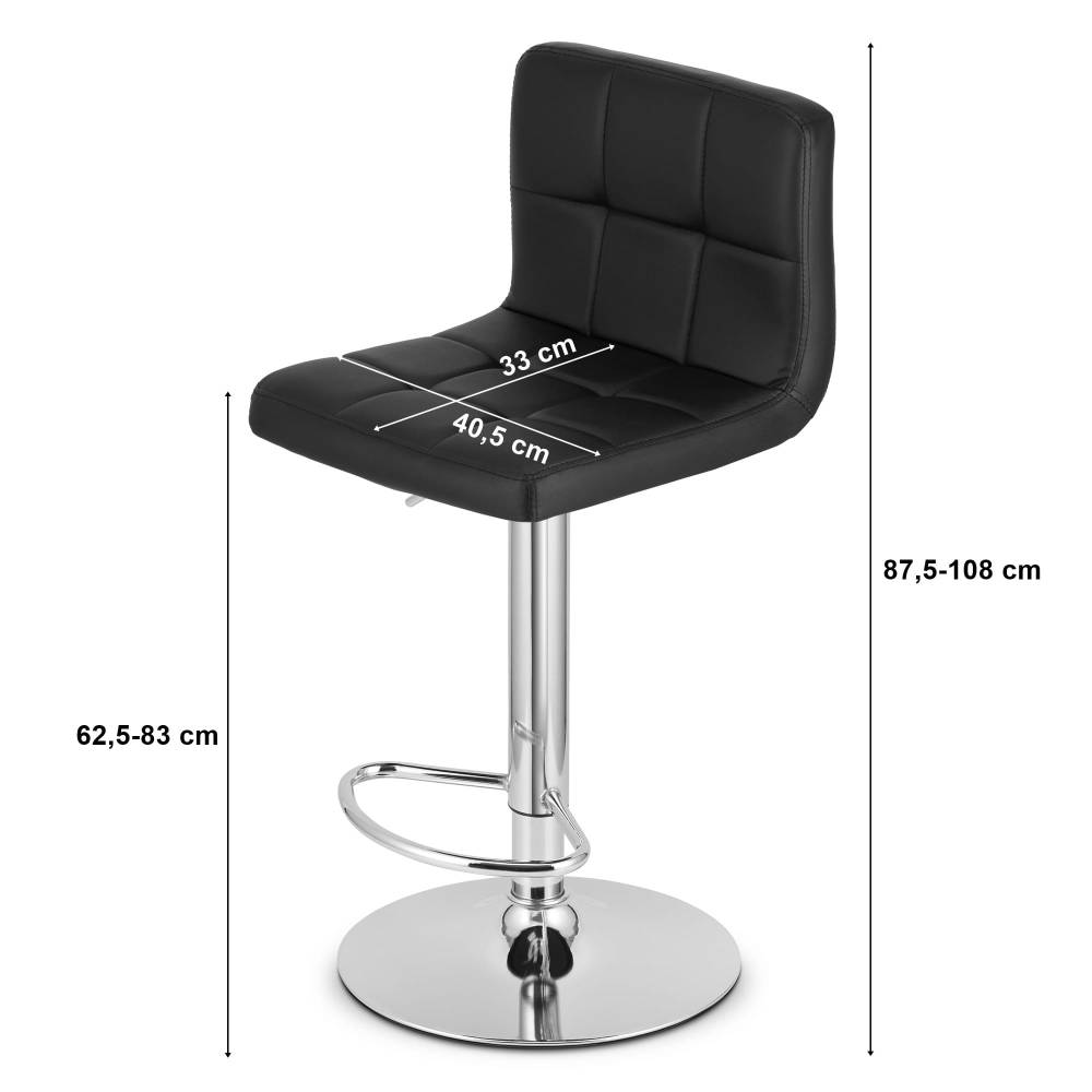 Scaun Bar Pramas Piele Ecologica Negru, Baza Neagra - imagine 6